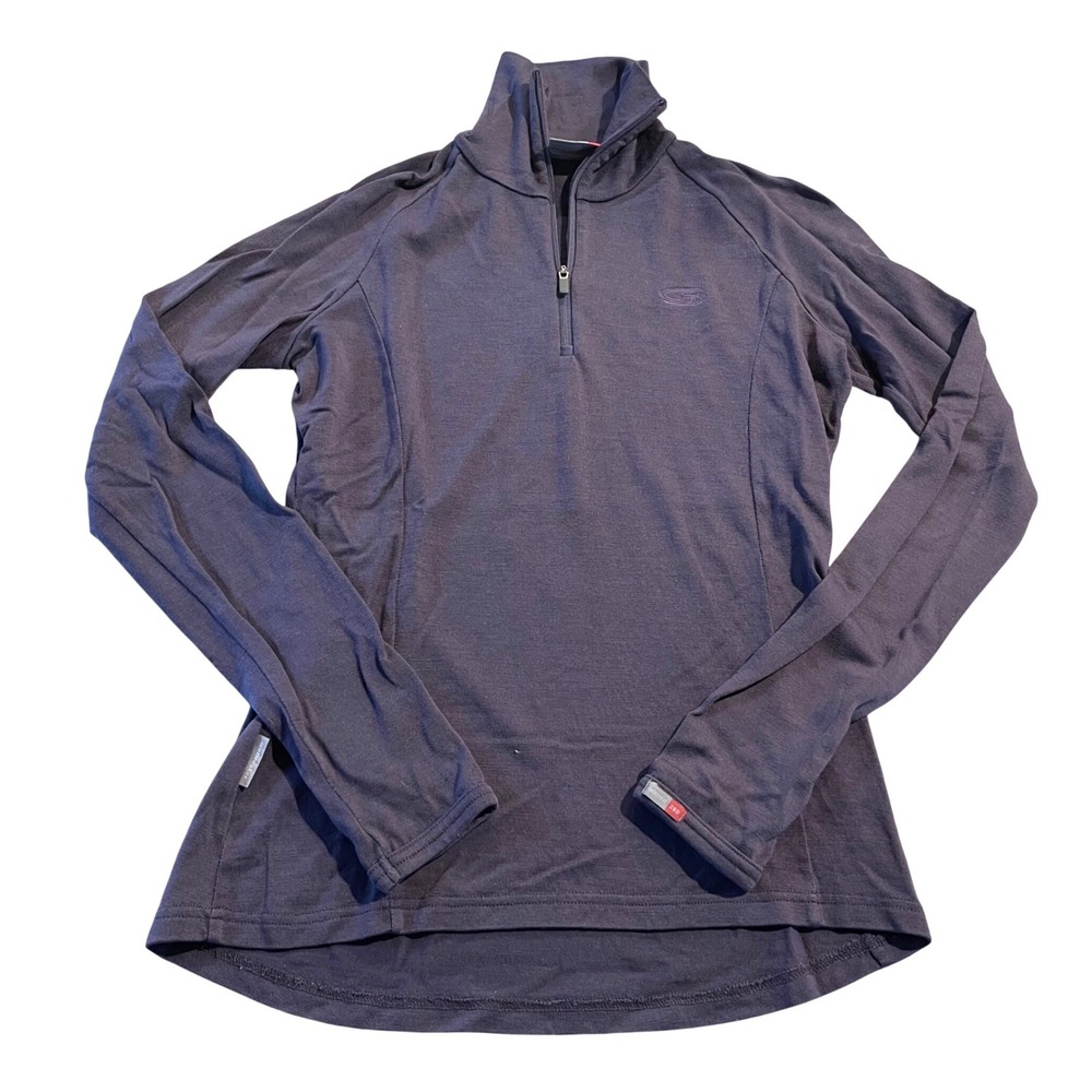 Icebreaker Bodyfit 260 Merino Wool Top Women Small Purple Quarter Zip Base Layer